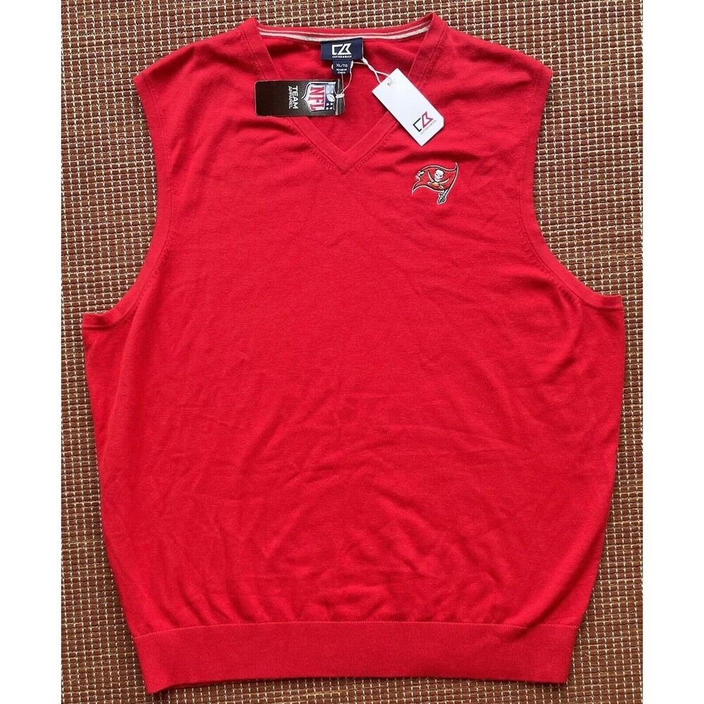 Tampa Bay Buccaneers Cutter & Buck Crew Neck Sweater Vest Red Size XL NFL